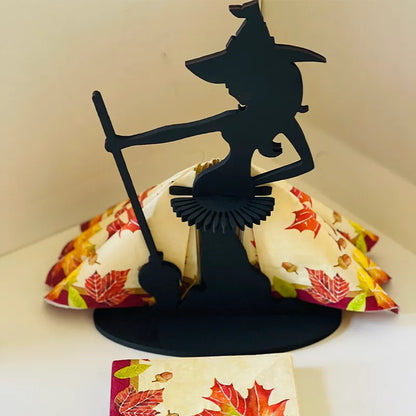 Witch Napkin Holder wooden Halloween witch napkin holder kitchen restaurant decoration ornaments