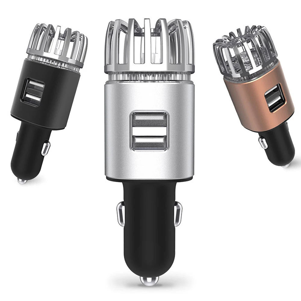 Car Air Purifier Mini Negative Ion Purifier Dual USB Car Charger USB Car Air Freshener Air Purifier Oxygen Bar