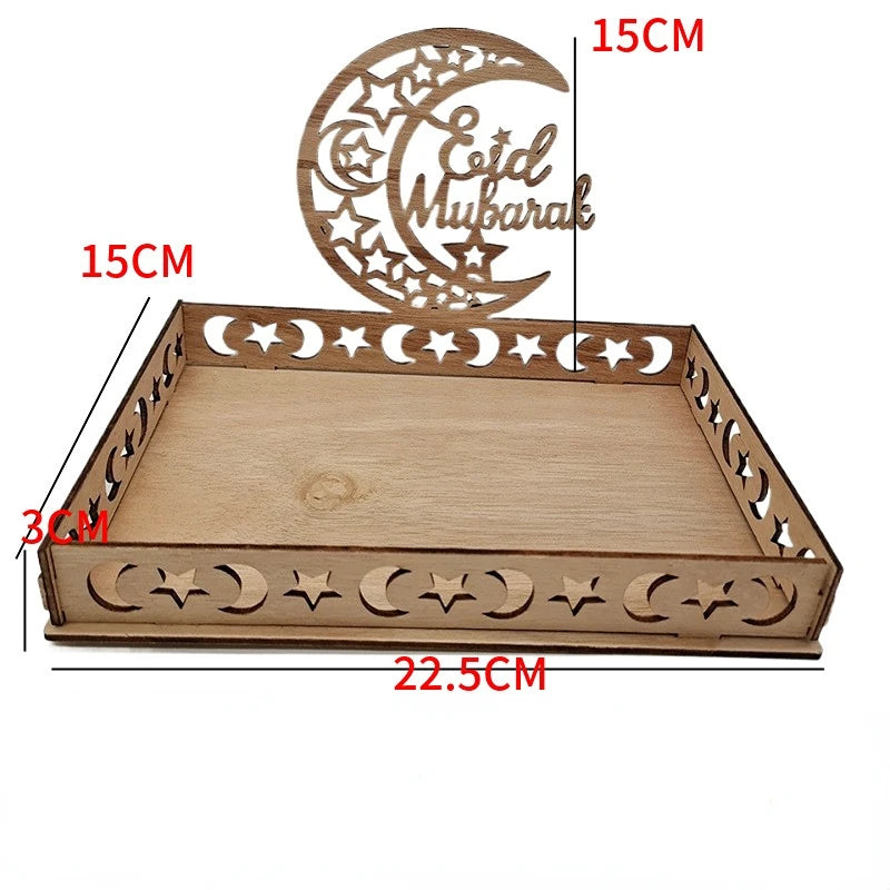1 pack Eid Mubarak Wooden Food Tray Ramadan Decoration for Home Gift Islamic Muslim Party Decor Ramadan Kareem Eid Al Adha 2026